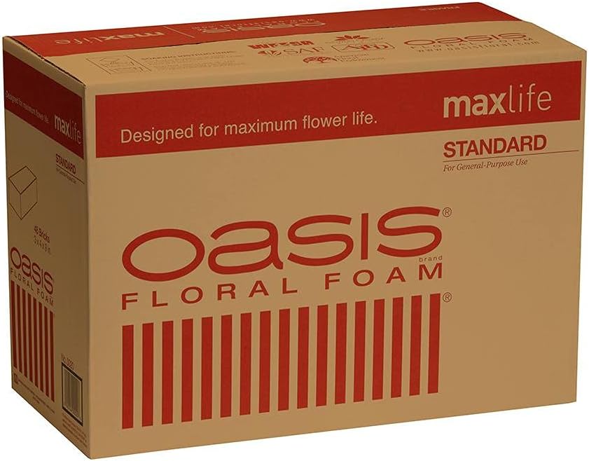 Oasis Standard Floral Foam Bricks - Case of 48 - MaxLife Floral Foam - Wet Floral Foam Bricks for Flower Arranging