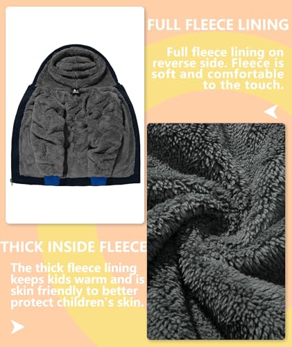 Image of V VALANCH Boys Hoodie Zip Up Fleece Lined Jacket Warm Sherpa Hooded Sweatshirts for Boys Girls 6-15 Years