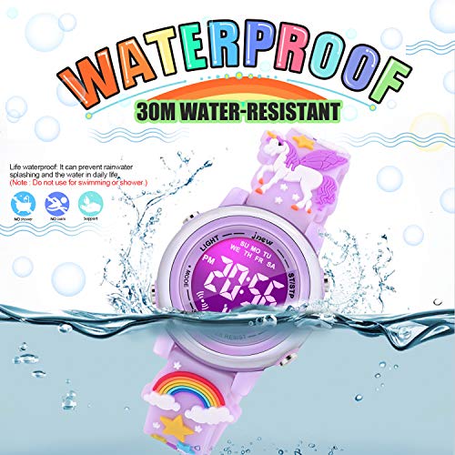 3d cartoon waterproof watches for girls with alarm - best toys gifts for girls age 3-12