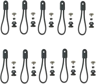 UP100 10 Sets Shock Cord Loop Bungee Clip Pull Tie Down Tarp Canvas Knobs for Marine Truck Car RV Boat Covers