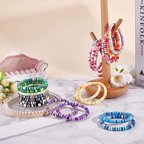 Ornaland Heishi Surfer Bracelets Set Polymer Clay Heishi Beads Stretch Bracelets Multi-Layer Stackable Friendship Bracelets Bohemia Summer Beach Jewelry for Women3
