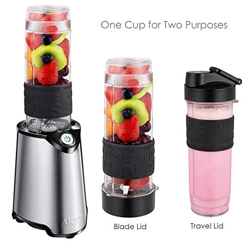 Countertop Personal Blender for Shakes and Smoothies, Smoothie Blender Maker Mixer and Mini Food Processor with 21oz BPA-Free Portable Blender Bottle, Stainless Steel, 300W, by AICOK - Thumbnail 6