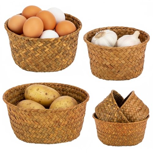 3 Set Small Seagrass Woven Storage Baskets...
