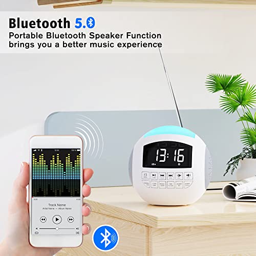 Raynic Clock Radio, Bluetooth Alarm Clock Radio, Alarm Clock With Usb Charger, 7 Color Night Light, 12/24H, Dst, 5 Adjustable Volume, Dimmer For Bedrooms Living Room #TOP2