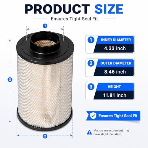 Image of B085011 Air Filter Replacement for Bald-win PA2818, Fleet-guard AH1141, Fram CA6818, Wix 46637, Napa 6637, Cum-mins 3912020 Engine Air Filter