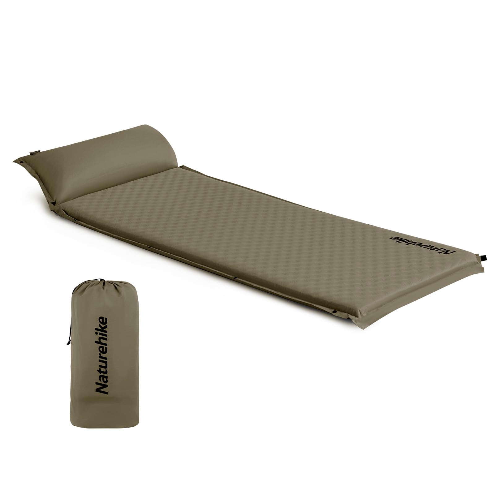 Naturehike Isomatte Selbstaufblasend mit Kopfkissen, Kombinierbare Doppel-Isomatte Ultraleichte Komfort Camping Matratze für Outdoor, Camping, Reisen - 3 cm Hoch (Army Green)