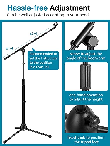 image for InnoGear Microphone Stand, Boom Arm Mic Stand Floor Detachable Height 