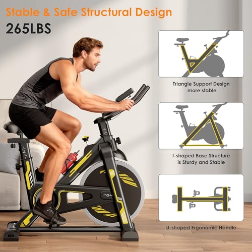SogesHome Exercise Bike, Brake Pad Stationary Bike for Home,Low Noise Indoor Cycling Bike with Tablet Mount for Home Cardio&Weight Loss,Fitness Bike with Digital Display &Comfortable Seat Cushion - Image 5
