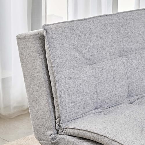 Image of Home Centre | Claudia Fabric 3-Seater Sofa Cum Bed | Sofa Bed with Lounger for Living Room | Solid Wood | Grey | 1 Year Warranty