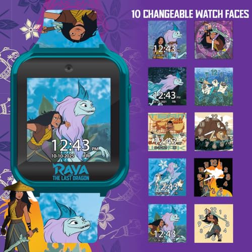 Raya and the Last Dragon Kids Smartwatch with 10 Watch Faces, Step Tracker, Selfie and Video Camera, Timer, Alarm, Fun Games, Calculator, and Wallpapers – Fits Wrists 5.5"-8.0"4