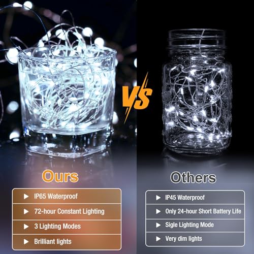 Image of 10 Pack Fairy Lights Battery Operated - 7ft 20 Led Twinkle Lights 3 Modes, Bulk Mini String Lights Waterproof for Mason Jars Vases DIY Party Wedding Decoration Christmas -Cool White