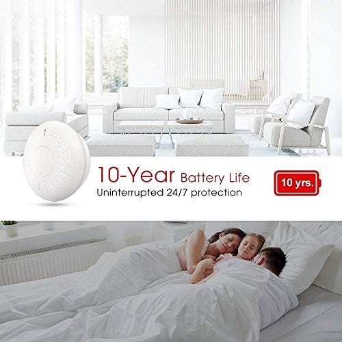 2 Pack Photoelectric Smoke Detector Sealed-in 10 Year Lithium Battery-Operated