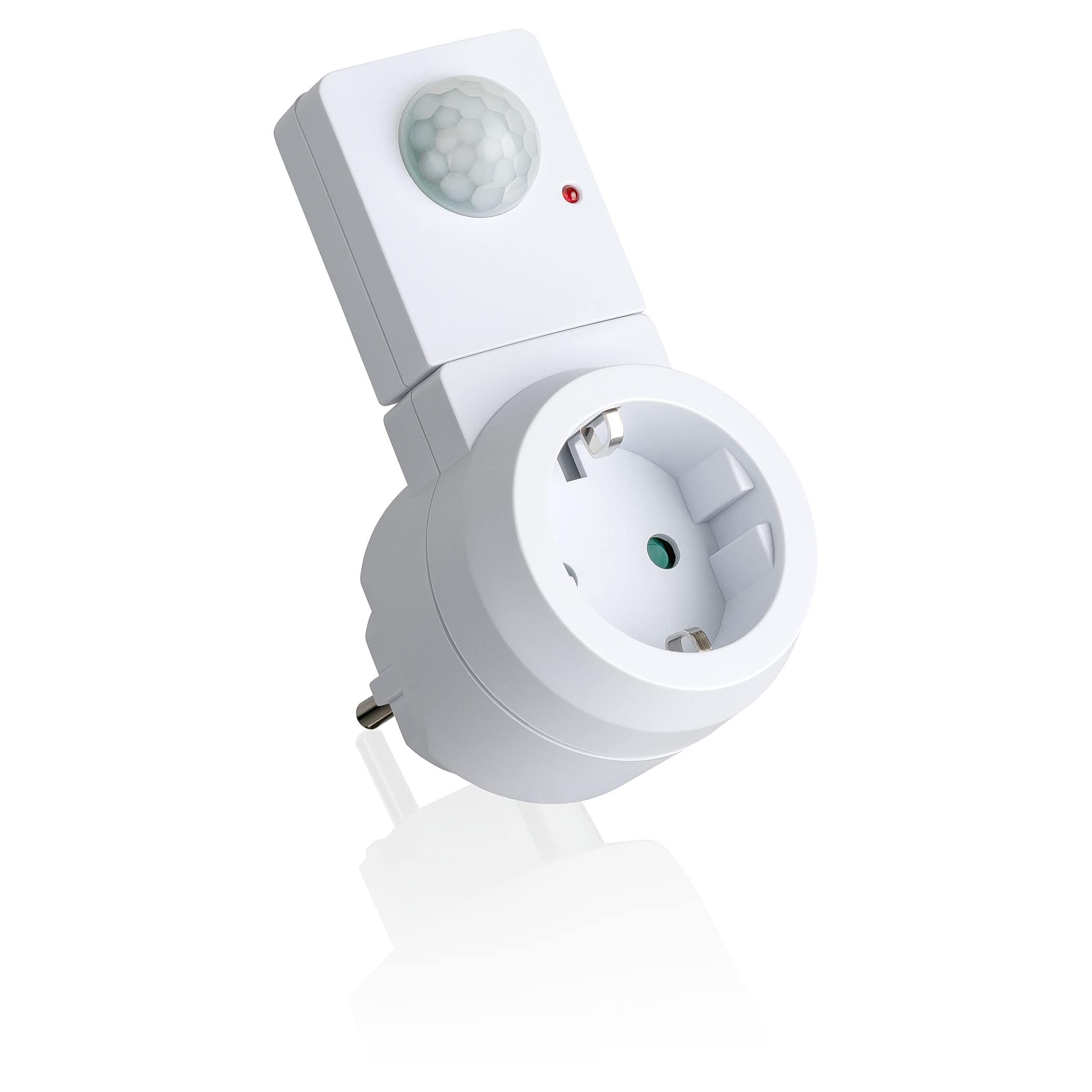 SEBSON Enchufe con Detector de Movimiento 230V, PIR Sensor Giratorio | Toma de Corriente Programable, Adaptador de Enchufe, LED Adecuado, Max. 1000W