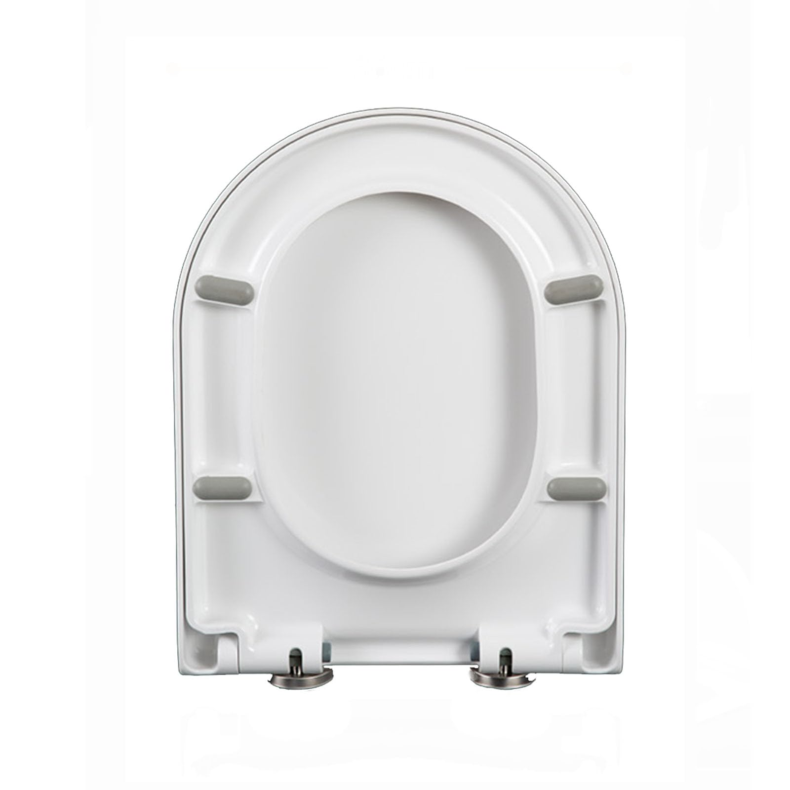 Sedili WC Soft Close Bianco， Sedile WC a Forma di D， Sedile WC Soft Close con sgancio rapido Bianco， Raccordi di Fissaggio Superiori Copriwater per Bagno di，36 * 46cm