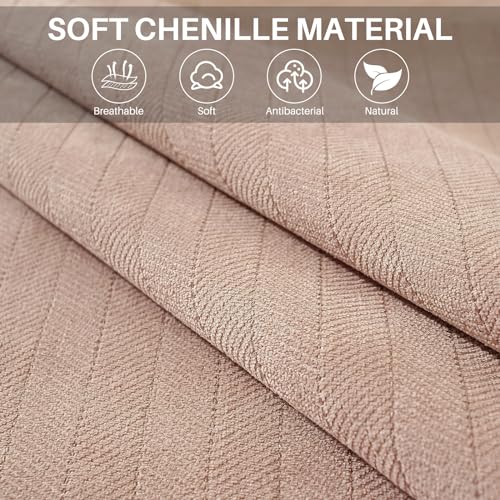 OKYUK Sofa Cover 1 2 3 Seater Herringbone Chenille Fabric Furniture Protector, Non Slip Sofa Slipcovers for Corner L Shape, Cosy Solid Colour Non-Slip Couch Cover for Pets Kids(Pink,70x70cm) - Image 4