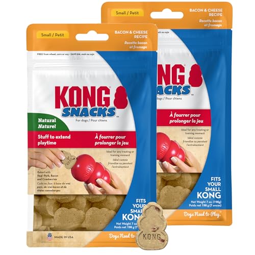 KONG Snacks Dog Treats 2-Pack (Large Bacon & Cheese) | All-Natural Made in USA Fits Classic Toys No Wheat Corn or Soy