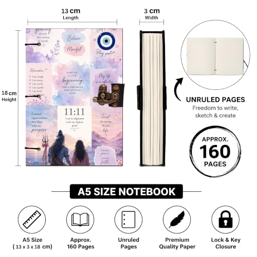 Image of Shiv 11:11 Diary Notebook 7x5 Inch 160 Pages Unruled Journal for Writing