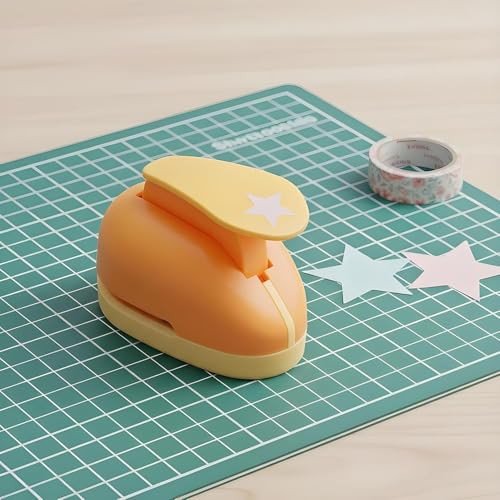Image of 101 Pcs Stamp Puncher and Origami Paper, Postage Stamp Punch, Paper Punch Tool Set for DIY Scrapbooking and Craft Projects (yellow)