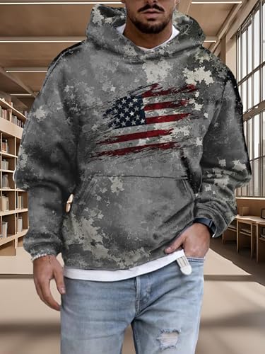 ZOCAVIA Mens American Flag Camo Hoodies Western Cowboy Graphic Hooded Sweatshirts Fall Fashion Retro Pullover Top with Pocket4