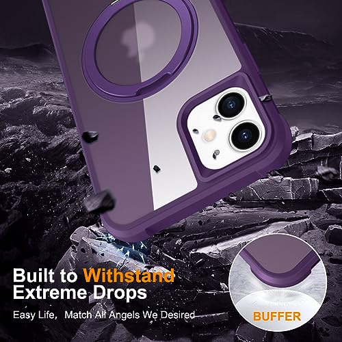 Image of Compatible with iPhone 11 Case with Stand 6.1 inch,Purple | Matte Translucent Phone Case for iPhone 11,360 Magnetic Ring Stand,Compatible Mag-Safe,Military Grade Protection