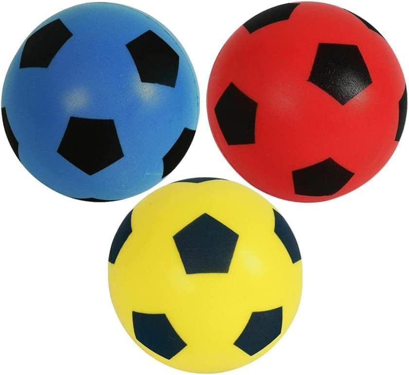Size 4 Football | Sponge Foam Soccer | Outdoor Games for Kids | Indoor Football, Adults’ Garden, and Beach Games for Families | Toddlers | 17.5cm (1 Pack of 3 Balls)