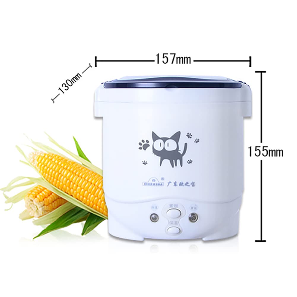 Mini olla arrocera, olla arrocera montada en vehículo de 12 V, función de aislamiento térmico y protección, vaporizador portátil de 1 litro, olla hirviendo, mango portátil, cocina hervida al aire 3