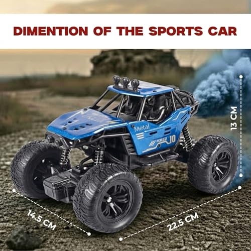 Image of RC Rock Crawler Car 2WD | Off-Road Remote Control Monster | Smoke Effect | Auto Mode | Alloy Body | Rechargeable Battery| Durable Suspension | Standard Size for Kids 6+ & Adults | Dark Blue
