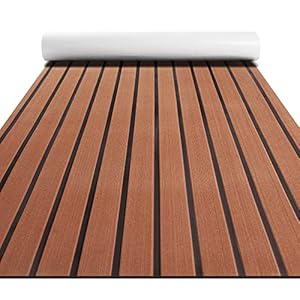 Fullfire Boat Flooring – EVA Foam Boat Decking – Faux Teak Marine Mat – Boat Carpet, Self-Adhesive Marine Flooring Sheet, for Motorboat RV Yacht Kayak 94″ x 47″/35″/16″
