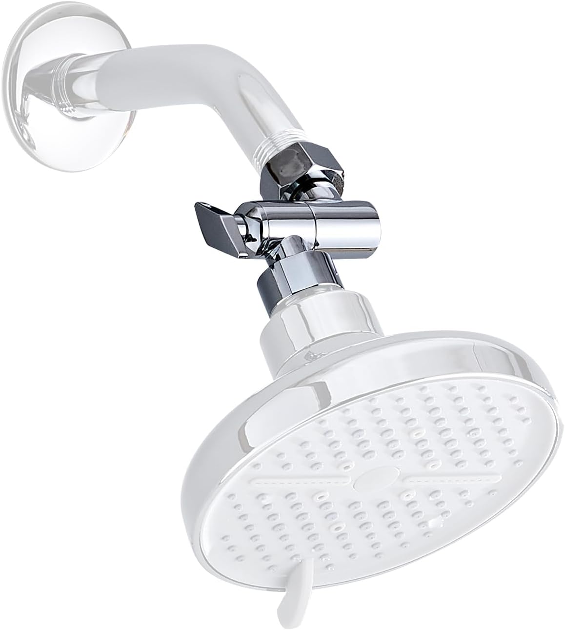 Metal Shower Head Elbow Adapter, 360 ° Adjustable Swivel Brass Showerhead Adapter Brushed Silver