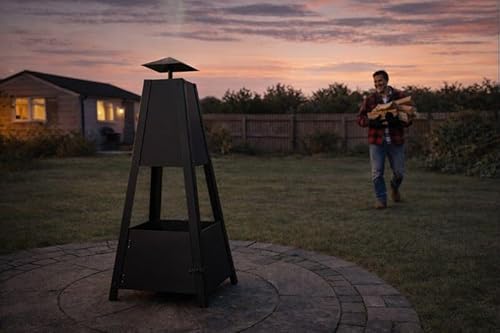 GARDEBRUK Pyramid Patio Heater with Lockable Door and Poker Black - Image 8