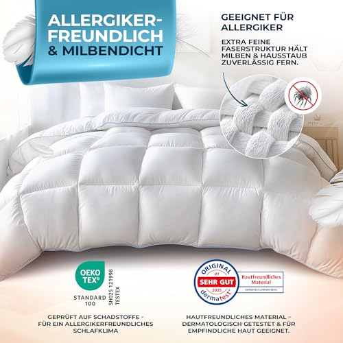Glückstoff® Winterdecke aus Federn und Daunen 155x200cm [Zertifiziert in Deutschland] - Dicke Bettdecke Winter Waschbar - Warme Daunendecke… – Ansicht 2