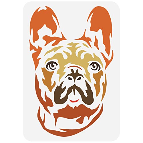 FINGERINSPIRE Stencil Bulldog Francese 21x29.7 cm Riutilizzabile Testa di Bulldog Modello Disegno Modello Fai Da Te Arte Pet Dog Decorazione Stencil Stencil Animale per Pittura su Legno, Parete