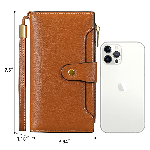 Women's Wallet RFID Blocking Leather Bifold with Phone Pocket Credit Card Holder ID Slot Multi-Pocket Design Slim Clutch Purse for Women4