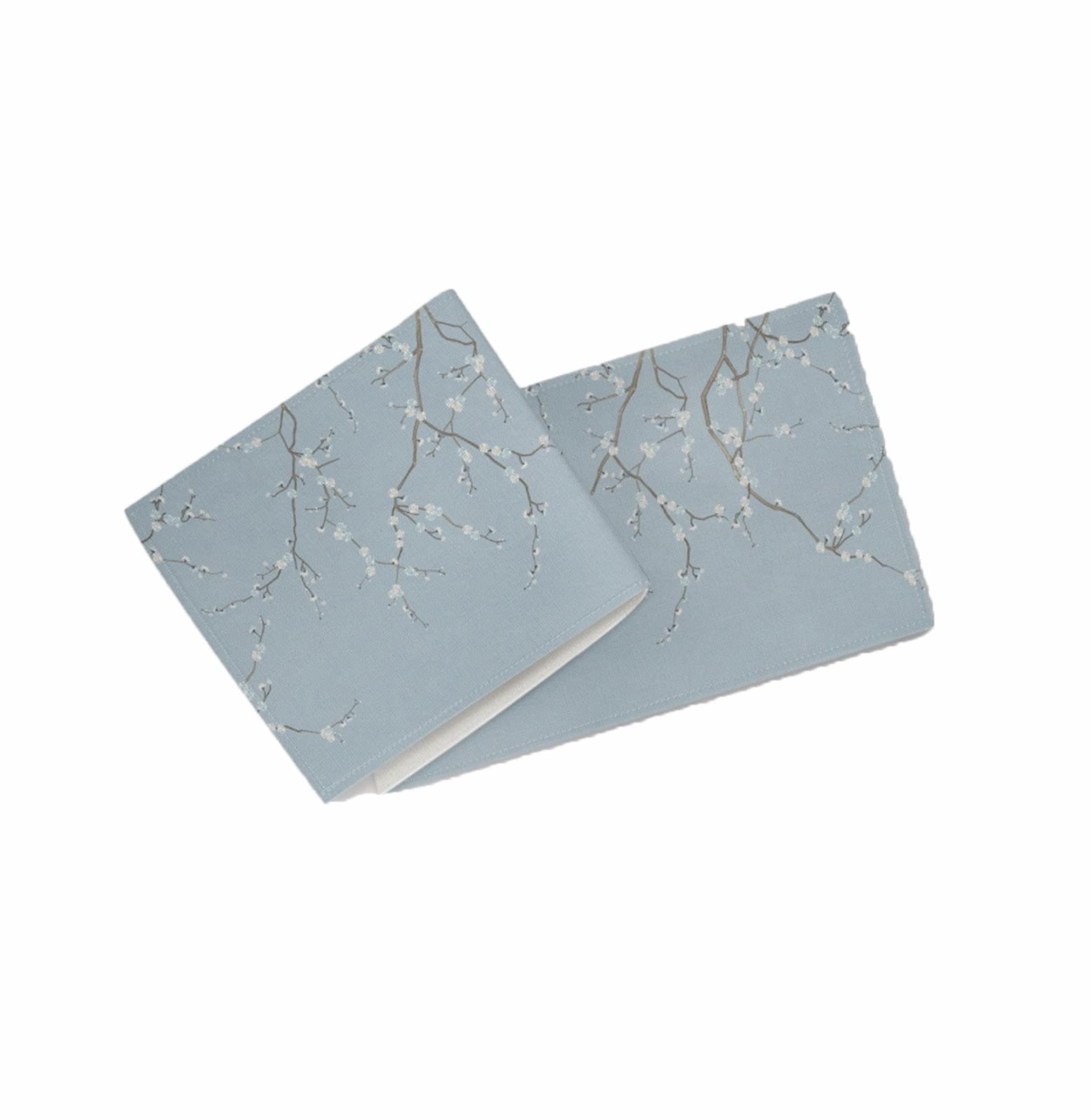 Runner da tavolo naturale azzurro, tovaglia runner con fiori di prugna, in poliestere, 32 x 230 cm, decorazione da tavolo per matrimonio