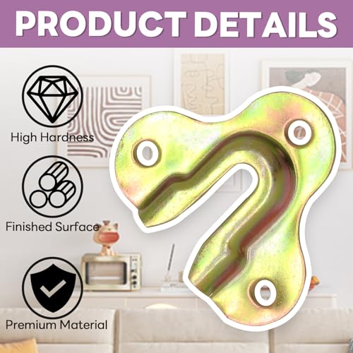 Image of Murtenze 20PCS Zinc Yellow Keyhole Hangers Buckle Type Picture Hanger, Single Keyhole Hanging Plate Mirror Picture Frame Hangers Kit for Wall Mounting Coat Rack, Mug, Wooden Board