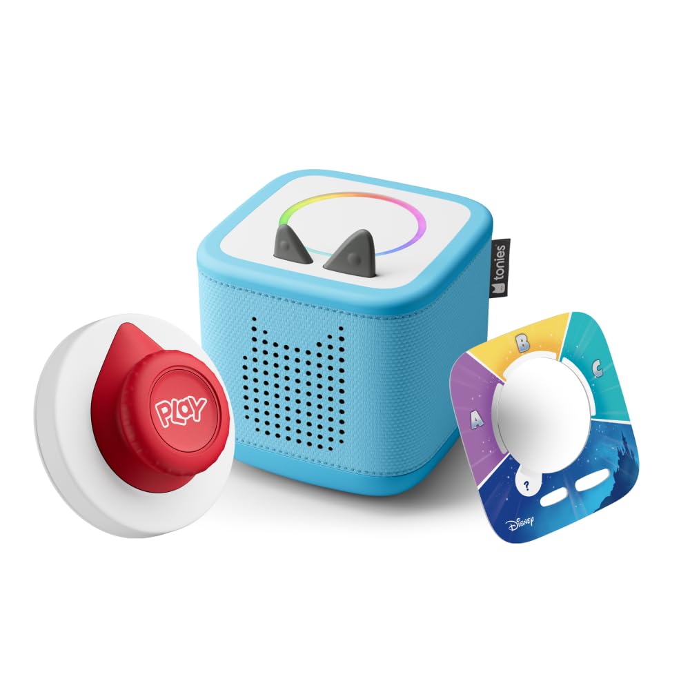 tonies Toniebox 2 Tonieplay Bundle Incl. 1 Tonieplay Spiel + Controller: Disney Quiz, Himmelblau, Audioplayer für Hörbücher, Lieder, Einschlafen und Tonieplay für Kinder