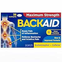 Backaid Maximum Strength Aspirin-Free Pain Relief from Backache, Sciatica and Leg Pain, Powerful Combination, Long-Lasting 6 Hour Formula, 38 Count