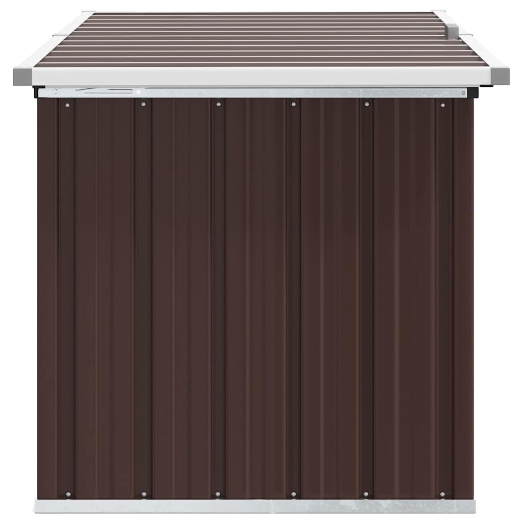 Contenitore da giardino in acciaio zincato, marrone, 129 x 67 x 65 cm, impermeabile, con coperchio ribaltabile, grande cassapanca per cuscini, attrezzi, giocattoli, terrazza e balcone