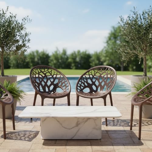 Image of SkyGlamour Neelkamal Crystal Plastic Chair | Chairs for Home, Living Room, Garden, Patio Durable Indoor & Outdoor|Plastic Chair Set of 2; Colour: Weather Brown