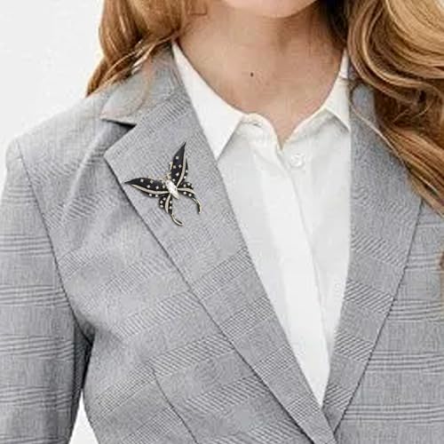Image of ABJFJE Gold Enamel Crystal Butterfly Brooches for Womne Elegant Rhinestone Pearl Animal Brooch Pins Fashion Jewelry Brooch pin Accessories for Women Gift