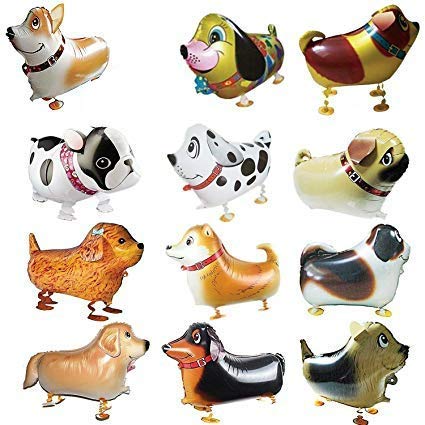 Pet Animal Balloons for Kids – 12-Pack Dog Helium Floating Walking Balloon Set for Birthday Party – Premium Quality Aluminium Foil – Reusable – Vivid Colours and Funny Animal Shapes