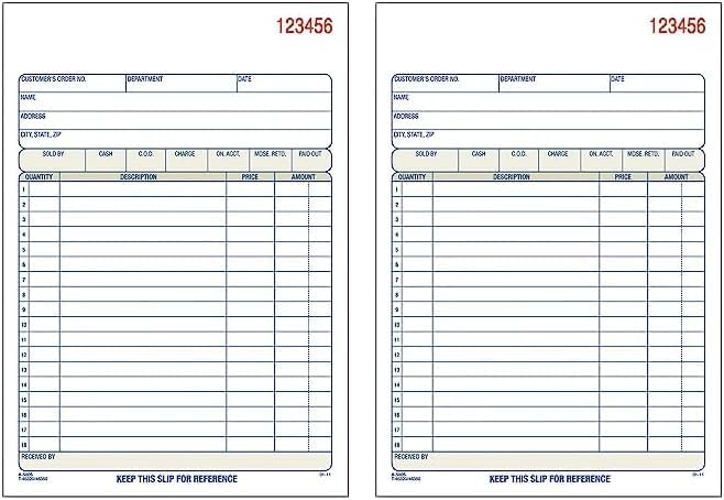 Adams Libro de pedidos de ventas, 3 partes sin carbono, blancocanariorosa, 5-916" x 8-716", 50 juegos (TC5805) (paquete de 2)