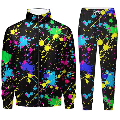 COCYPAN 008 Neon Rave Outfits - 80s & 90s Mens Sweatsuit Set, 3XL