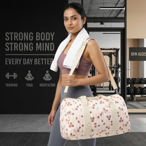 Image of PALAY Travel Bag for Women Flowers Polyester Bags for Gym, Duffle, Mom