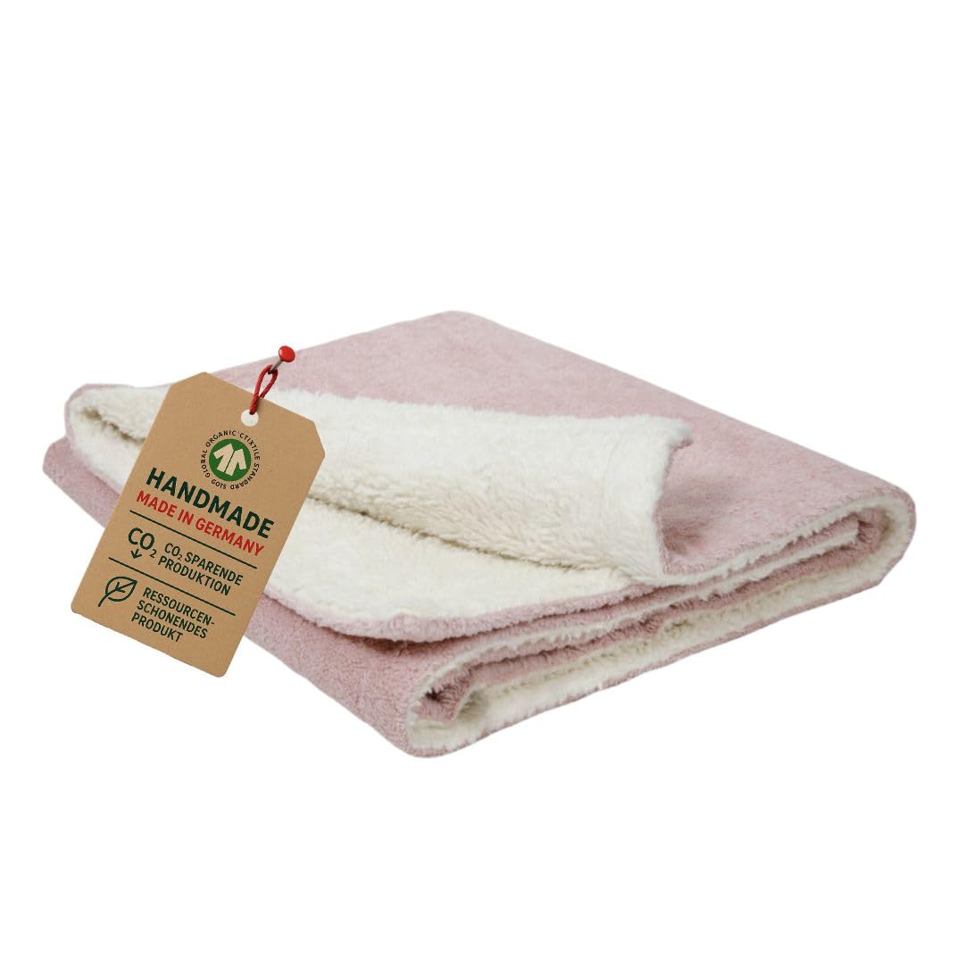 efie Manta de Bebé Rosa/Blanco, cultivo orgánico, certificado GOTS, 100 x 75 cm, 100% fabricado en Alemania.