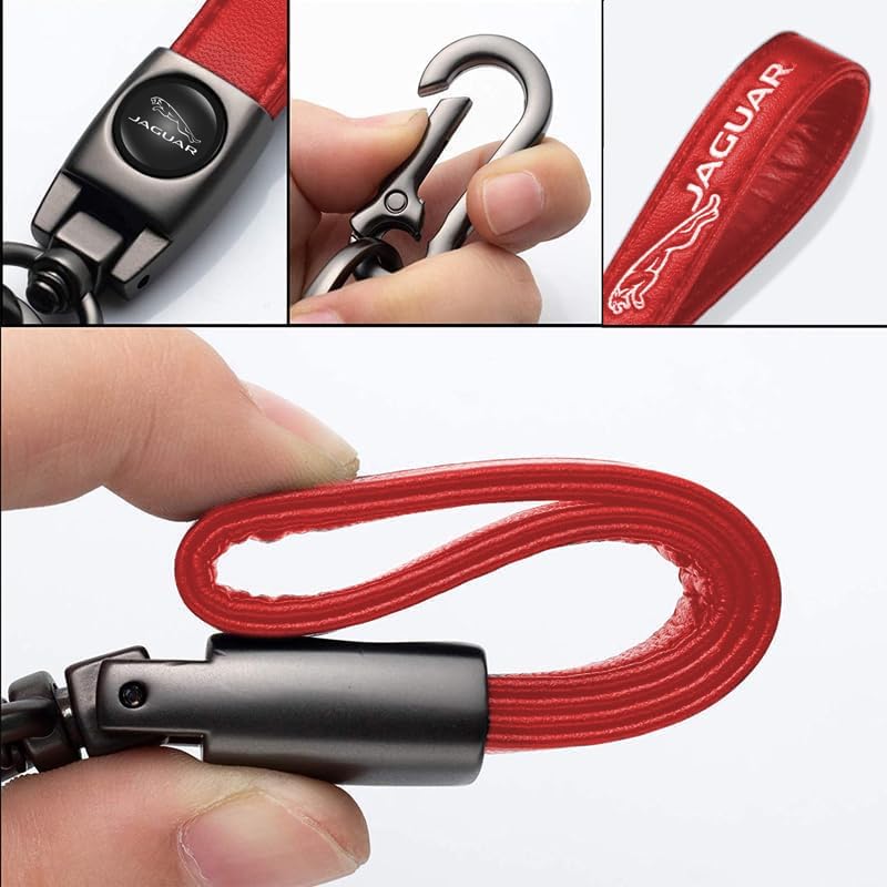 Leather Car Keychain for Jaguar I-PAC F-PAC E-PAC XEL XFL XJ XF Series Car Key Chain Ring Accessories for Men and Woman Rde - Image 2