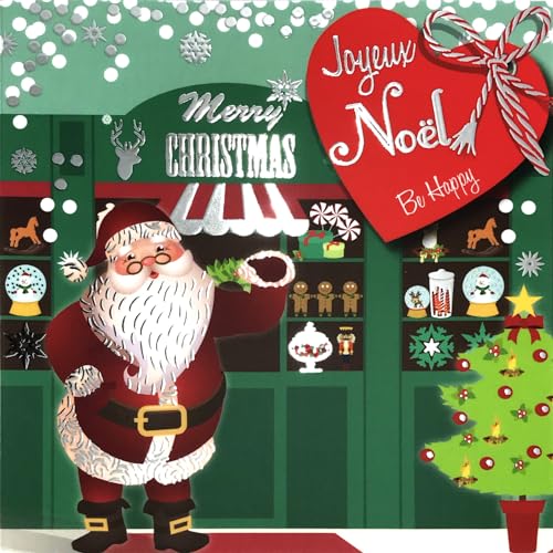 Happy Santa Claus Square Card Shiny Silver with White Envelope 15 x 15 cm - Image 2