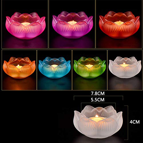 Wsimei Lotus Tea Light Candle Holder Statue, Feng Shui Zen Candlestick Buddha Yoga Meditation Decoration, Votive Holder,Set #TOP6