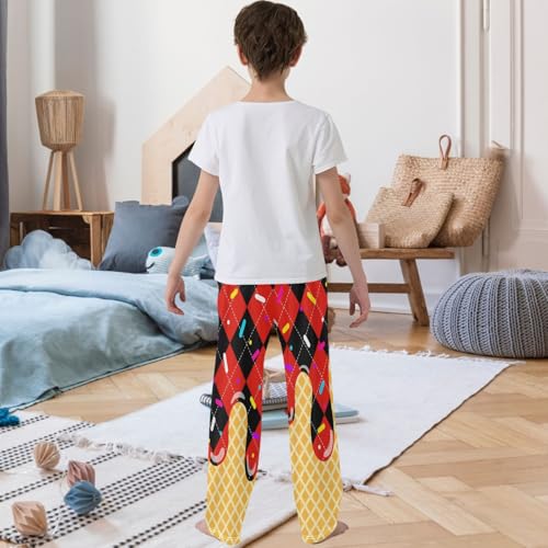 Boy's Pants Red Black Ice Cream Jogger Pants Elastic Waist Long Bottoms Trousers with Pockets 6-14 Years3