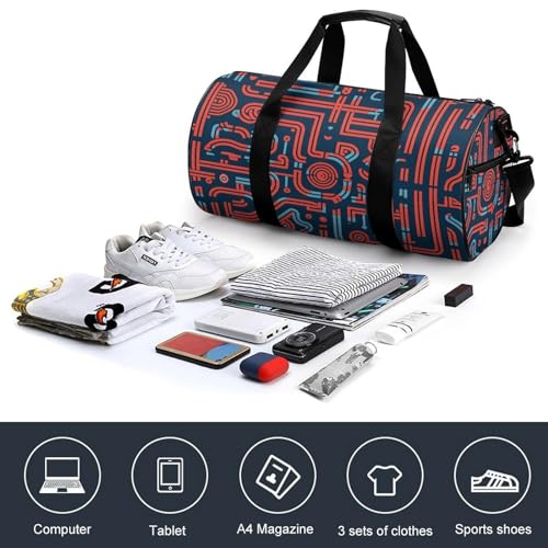Travel Duffle Bag Blue And Red Pattern Weekender Bags for Women Large Capacity Travel Overnight Bags Foldable Carry On Tote Bags Lightweight Sport Gym Bag For Travel/Gift4